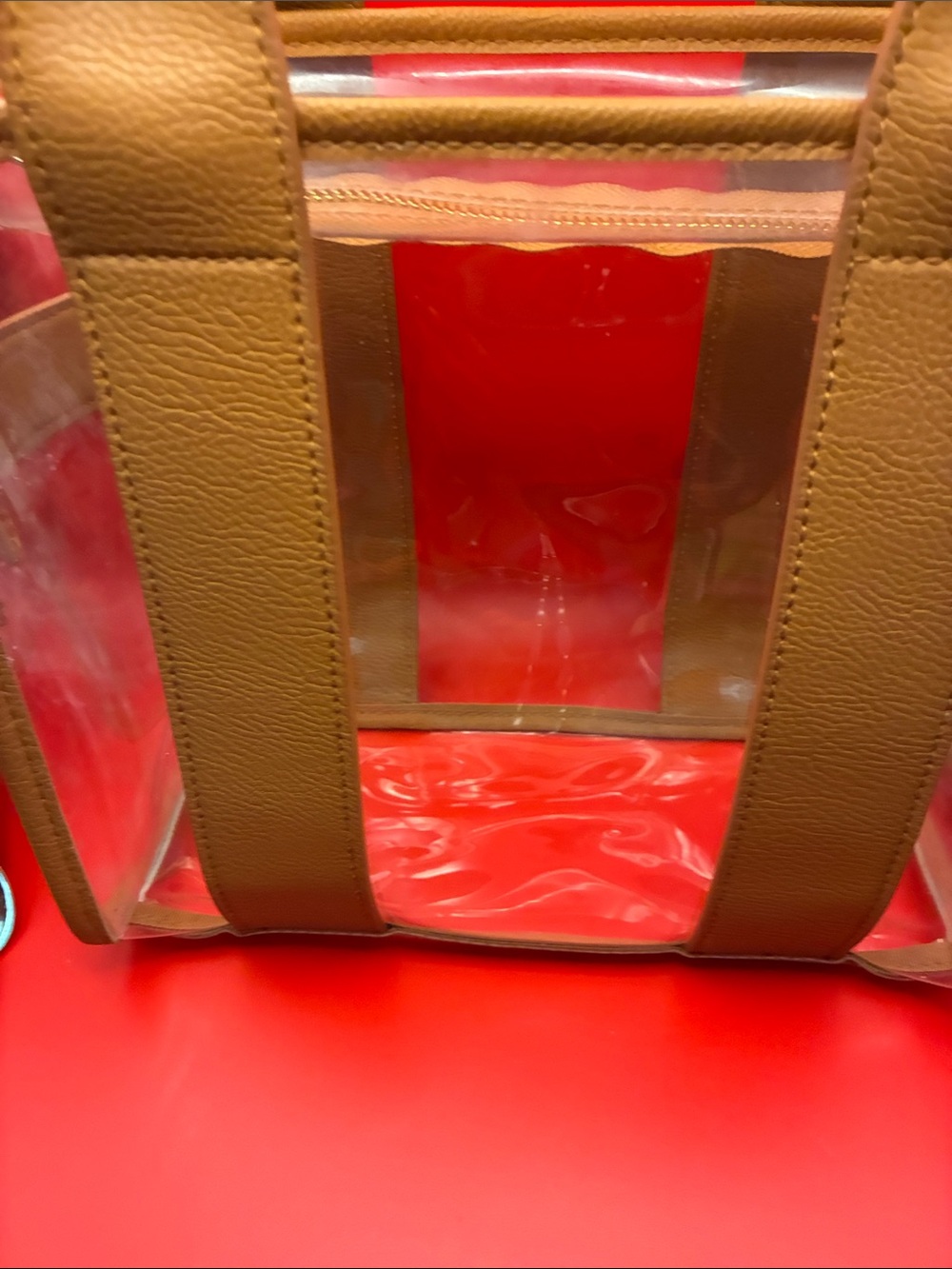 Universal Thread Clear Crossbody Tote with Tan Trim NWOT bonus items included - Picture 4 of 12